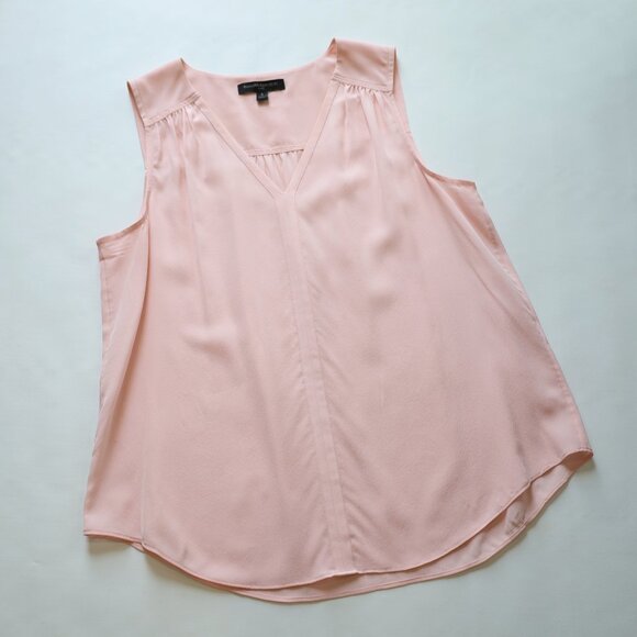 BANANA REPUBLIC Size 4 Blue Pink Skirt Blouse Set Career Eyelet Silk - Picture 12 of 12